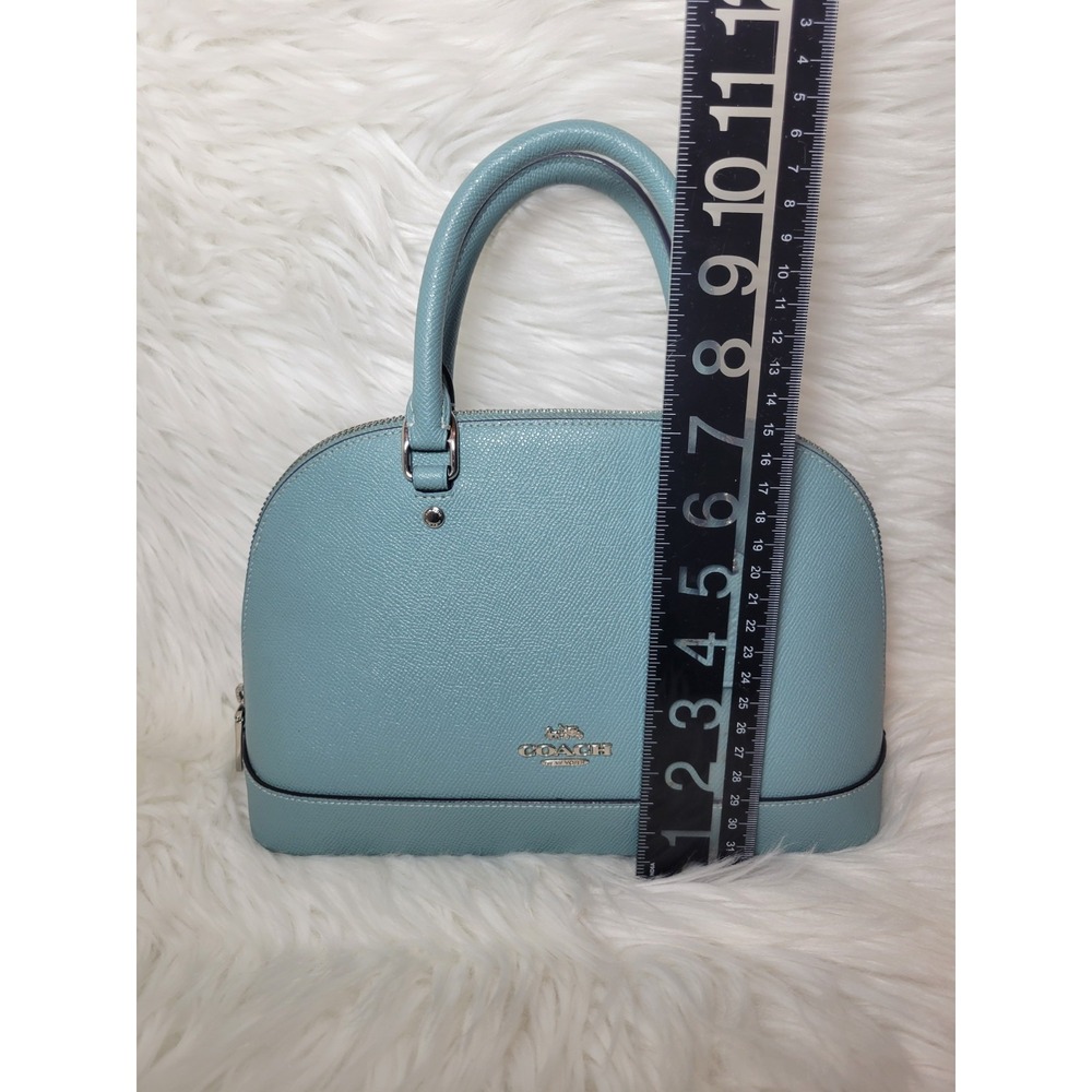 Coach Mini Sierra Satchel Leather Bag Teal/Marine Green Handbag Purse - Picture 4 of 11
